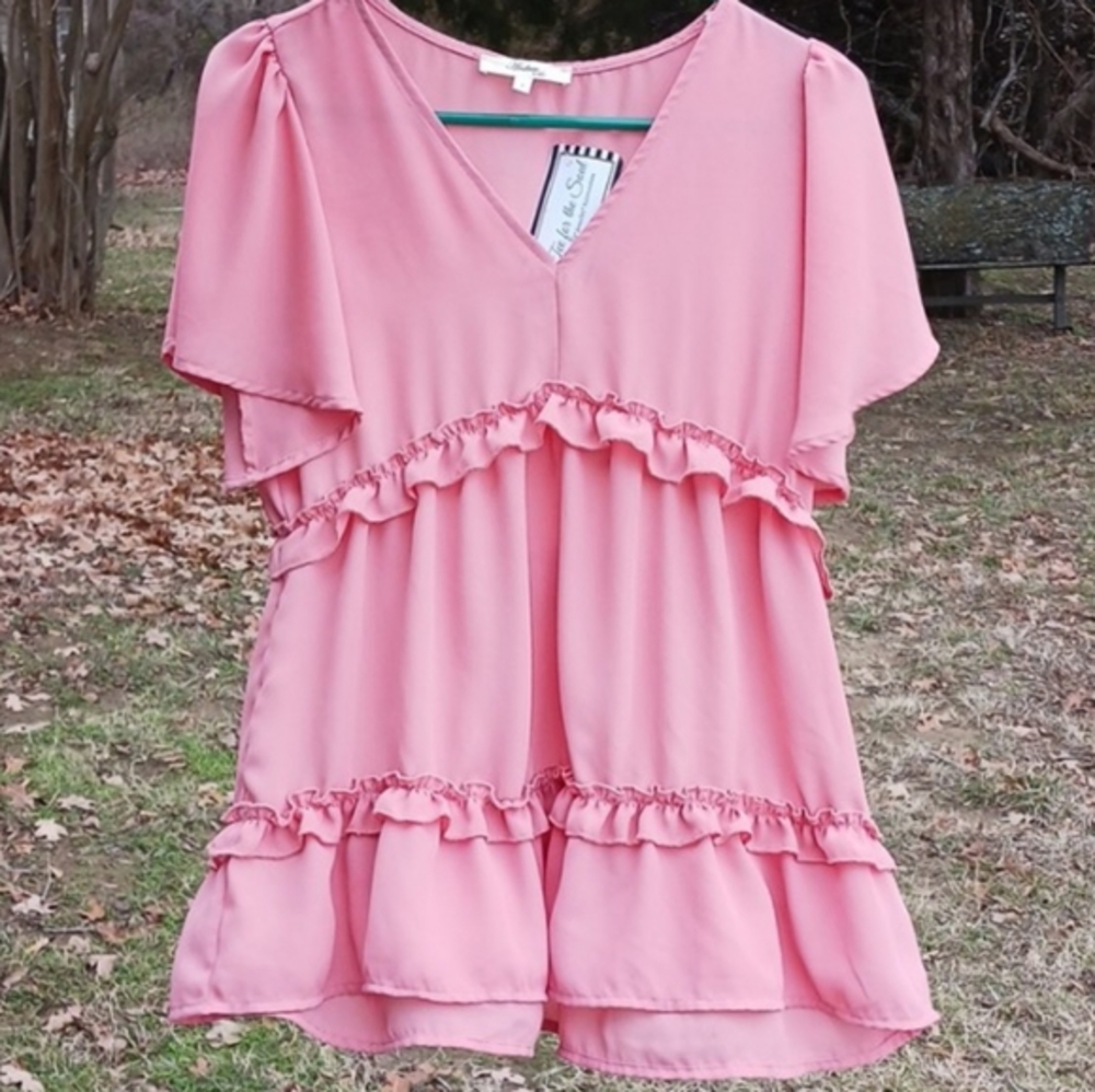 Anthropologie Andree by unit ruffled tiered babydoll boho hippie top
